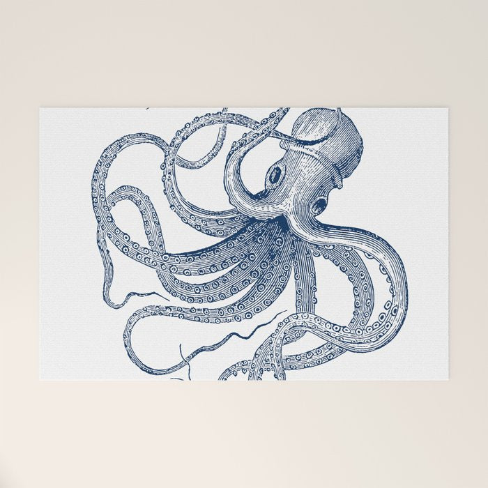 Blue nautical vintage octopus illustration Welcome Mat Gallery Image 1