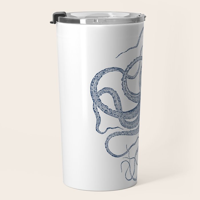Blue nautical vintage octopus illustration Travel Mug Gallery Image 3