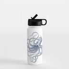 Blue nautical vintage octopus illustration Water Bottle Gallery Image 1