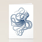 Blue nautical vintage octopus illustration Stationery Card Gallery Image 2