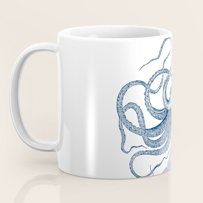 Blue nautical vintage octopus illustration Coffee Mug Gallery Image 3