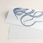Blue nautical vintage octopus illustration Wrapping Paper Gallery Image 2