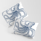Blue nautical vintage octopus illustration Pillow Sham Gallery Image 3