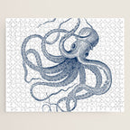 Blue nautical vintage octopus illustration Jigsaw Puzzle Gallery Image 1
