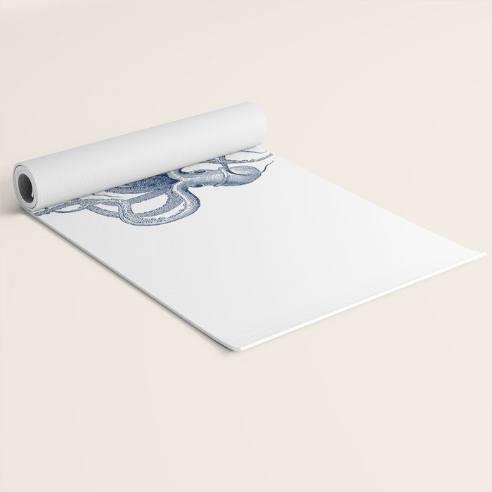 Blue nautical vintage octopus illustration Yoga Mat Gallery Image 2