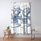 Blue nautical vintage octopus illustration Window Curtain Gallery Image 5