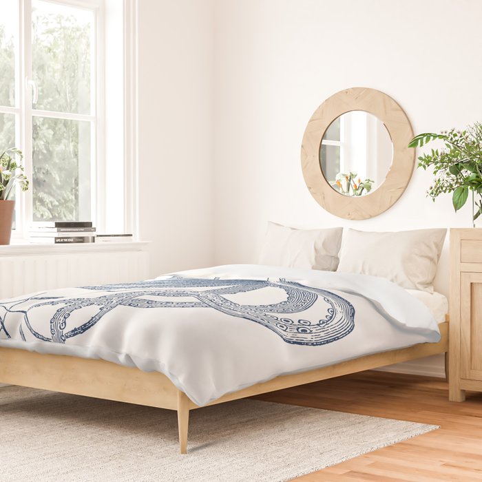 Blue nautical vintage octopus illustration Duvet Cover Gallery Image 2