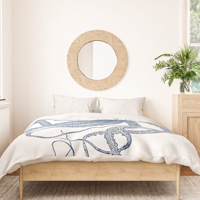 Blue nautical vintage octopus illustration Duvet Cover Gallery Image 3
