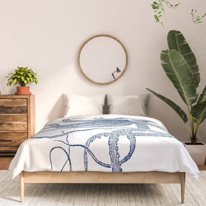 Blue nautical vintage octopus illustration Comforter Gallery Image 3