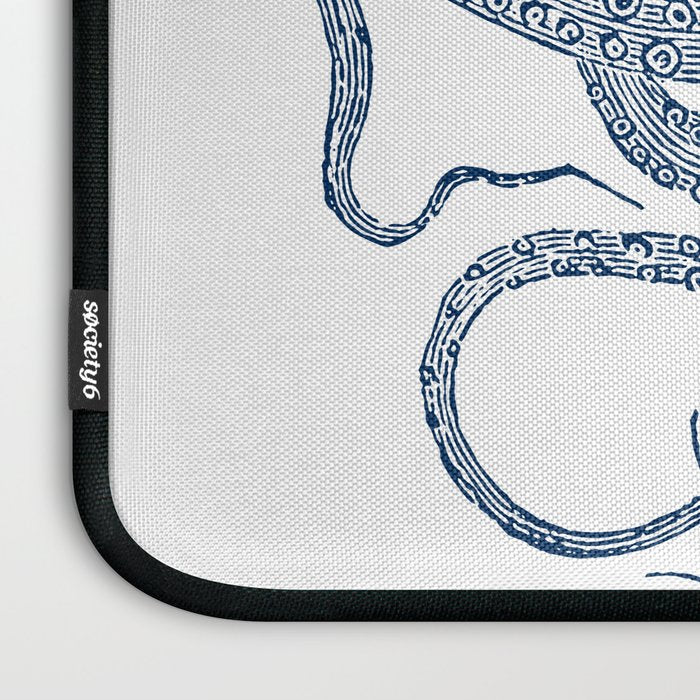 Blue nautical vintage octopus illustration Laptop Sleeve Gallery Image 3