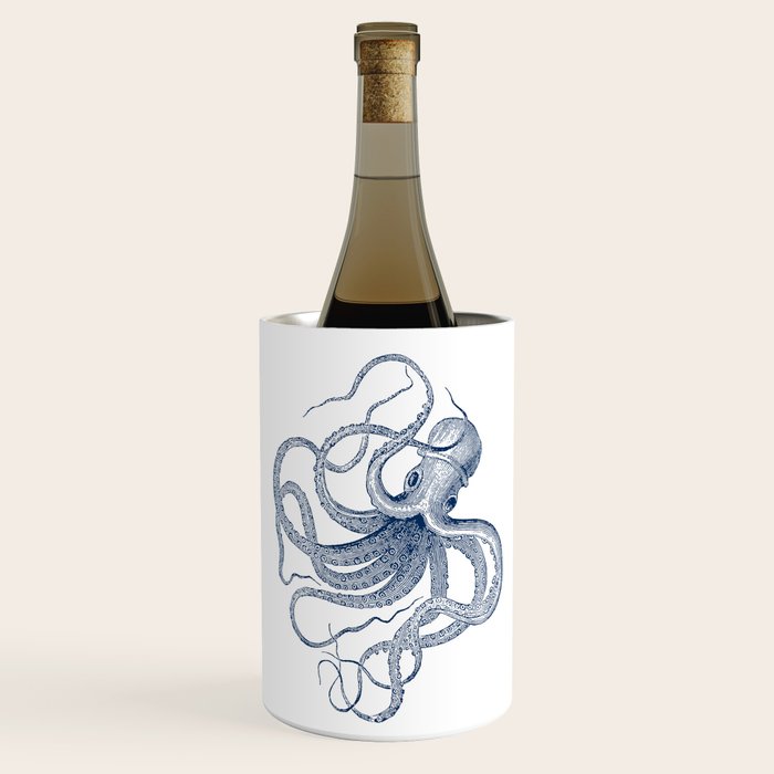 Blue nautical vintage octopus illustration Wine Chiller Gallery Image 1
