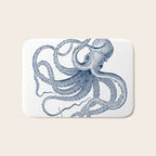 Blue nautical vintage octopus illustration Bath Mat Gallery Image 1
