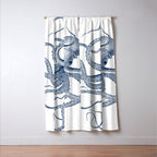Blue nautical vintage octopus illustration Window Curtain Gallery Image 3