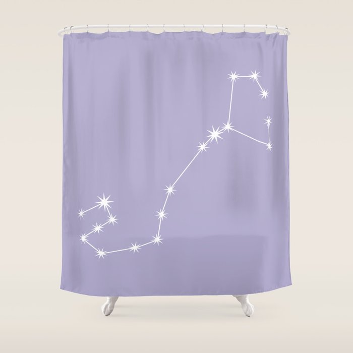 Scorpio Zodiac Star Constellation Line Art Pastel Lavender Shower Curtain Gallery Image 1