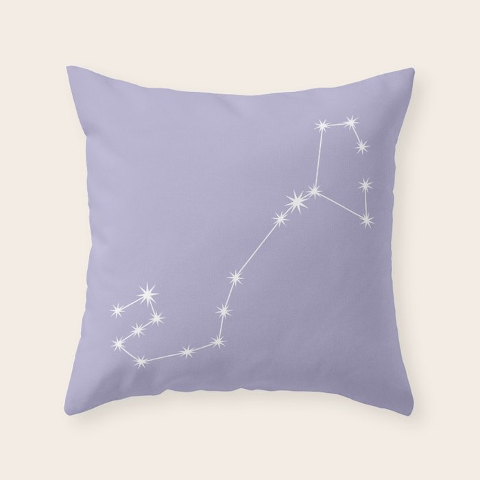 Scorpio Zodiac Star Constellation Line Art Pastel Lavender Throw Pillow Gallery Image 6