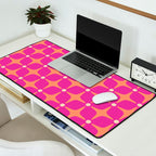Mid Century Modern Star Pattern 143 Magenta and Orange Desk Mat Gallery Image 2