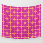 Mid Century Modern Star Pattern 143 Magenta and Orange Wall Tapestry Gallery Image 4