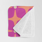 Mid Century Modern Star Pattern 143 Magenta and Orange Throw Blanket Gallery Image 3