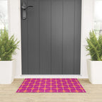 Mid Century Modern Star Pattern 143 Magenta and Orange Welcome Mat Gallery Image 3