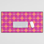 Mid Century Modern Star Pattern 143 Magenta and Orange Desk Mat Gallery Image 1