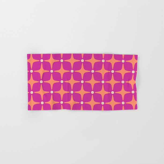 Mid Century Modern Star Pattern 143 Magenta and Orange Towels Gallery Image 1