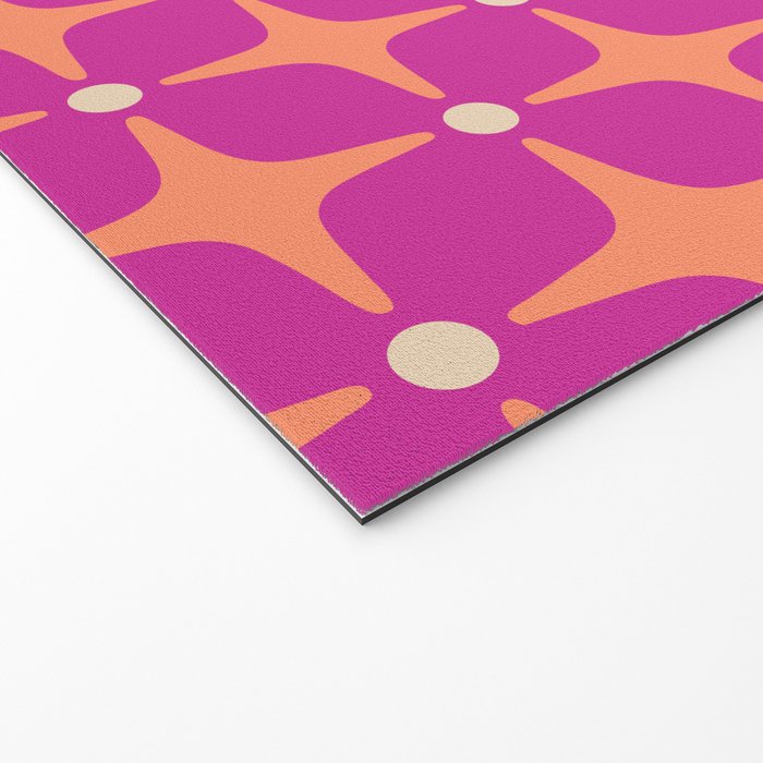 Mid Century Modern Star Pattern 143 Magenta and Orange Welcome Mat Gallery Image 2