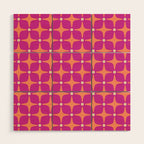Mid Century Modern Star Pattern 143 Magenta and Orange Wood Wall Art Gallery Image 1