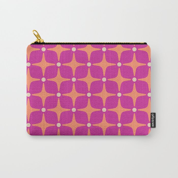 Mid Century Modern Star Pattern 143 Magenta and Orange Carry All Pouch Gallery Image 1