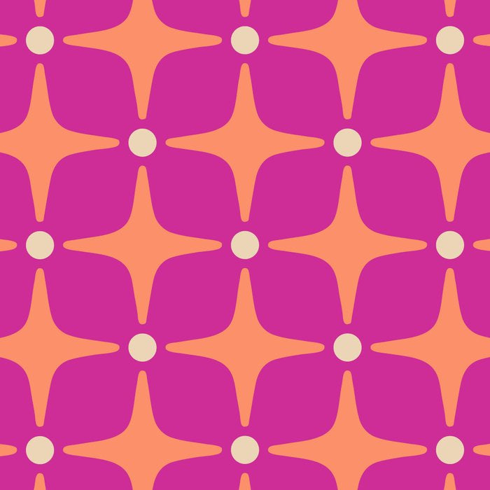 Mid Century Modern Star Pattern 143 Magenta and Orange Coffee Mug Gallery Image 2