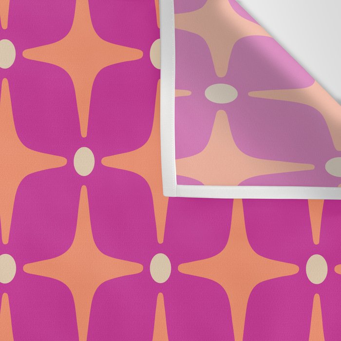 Mid Century Modern Star Pattern 143 Magenta and Orange Wall Tapestry Gallery Image 3