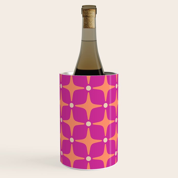 Mid Century Modern Star Pattern 143 Magenta and Orange Wine Chiller Gallery Image 1