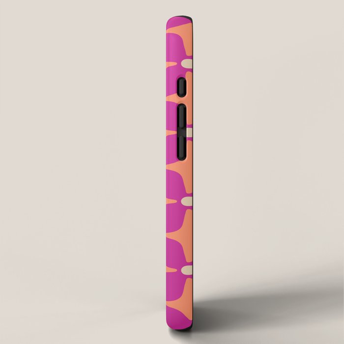 Mid Century Modern Star Pattern 143 Magenta and Orange iPhone Case Gallery Image 2
