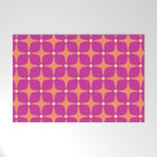Mid Century Modern Star Pattern 143 Magenta and Orange Welcome Mat Gallery Image 1