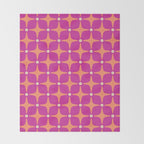 Mid Century Modern Star Pattern 143 Magenta and Orange Throw Blanket Gallery Image 2