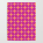 Mid Century Modern Star Pattern 143 Magenta and Orange Poster Gallery Image 4