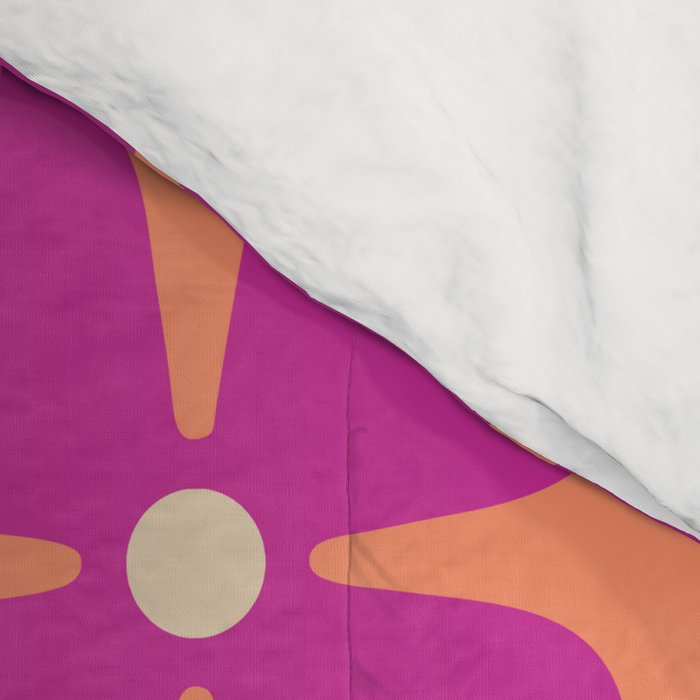 Mid Century Modern Star Pattern 143 Magenta and Orange Comforter Gallery Image 4