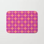 Mid Century Modern Star Pattern 143 Magenta and Orange Bath Mat Gallery Image 1