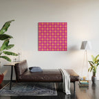 Mid Century Modern Star Pattern 143 Magenta and Orange Wood Wall Art Gallery Image 2