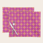 Mid Century Modern Star Pattern 143 Magenta and Orange Placemat Gallery Image 1