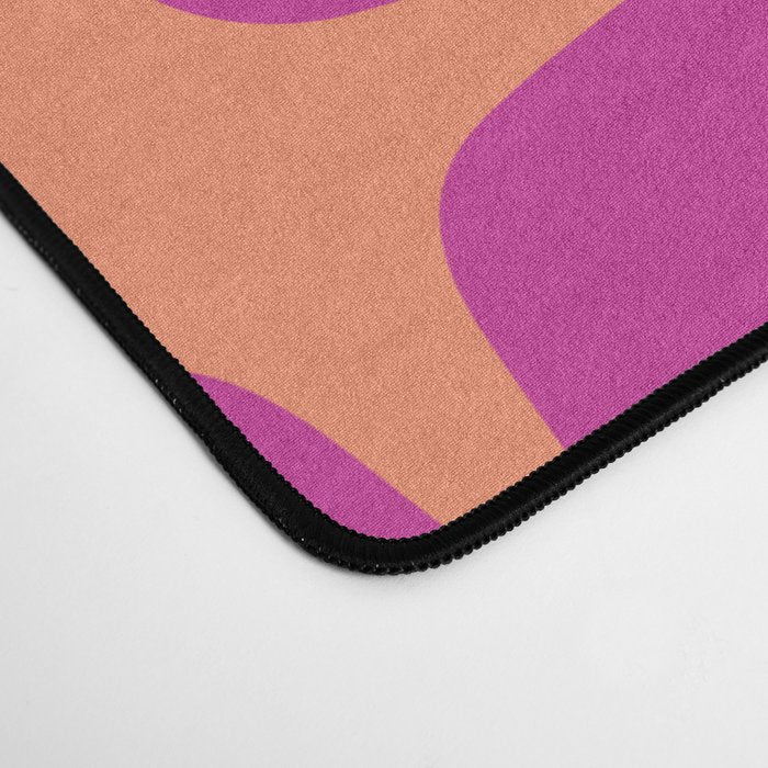 Mid Century Modern Star Pattern 143 Magenta and Orange Desk Mat Gallery Image 4