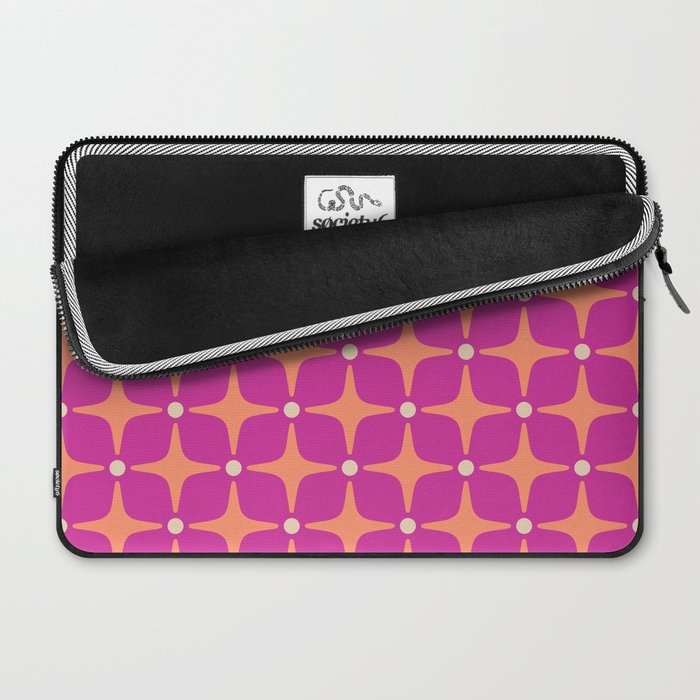 Mid Century Modern Star Pattern 143 Magenta and Orange Laptop Sleeve Gallery Image 2