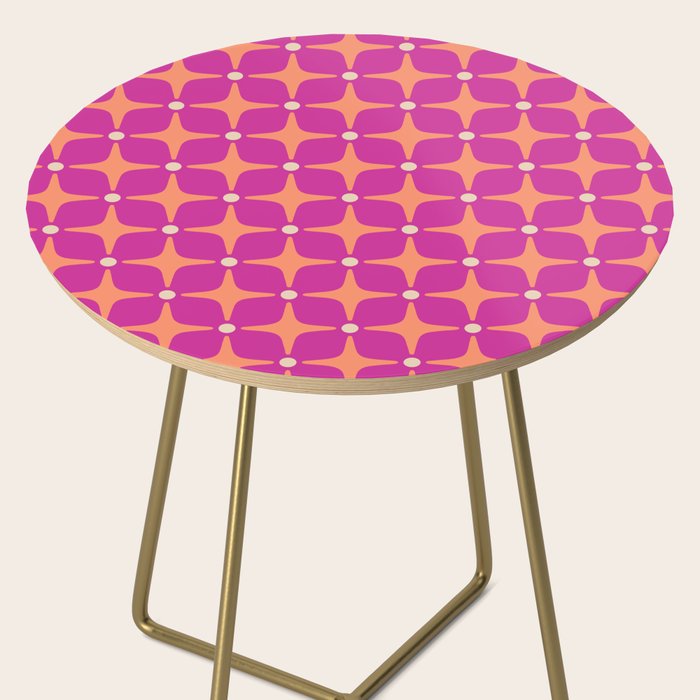 Mid Century Modern Star Pattern 143 Magenta and Orange Side Table Gallery Image 2