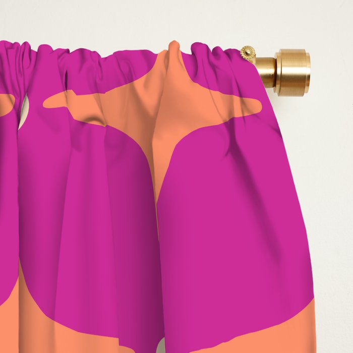 Mid Century Modern Star Pattern 143 Magenta and Orange Window Curtain Gallery Image 2