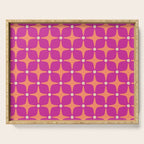 Mid Century Modern Star Pattern 143 Magenta and Orange Serving Tray Gallery Image 1