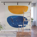Minimalist Mid century Painting Colorful Yellow Blue Shapes Patterns Wall Mural Gallery Image 1