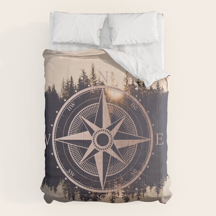 Rose Gold Compass Forest Comforter Gallery Image 1