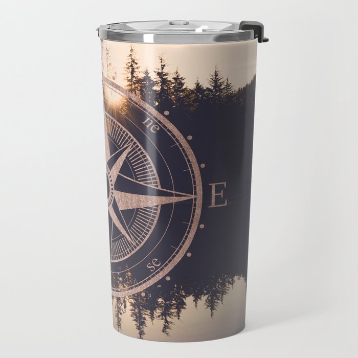 Rose Gold Compass Forest Travel Mug Gallery Image 2
