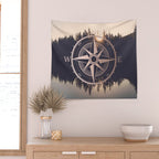 Rose Gold Compass Forest Wall Tapestry Gallery Image 2
