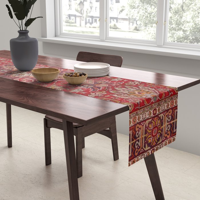 Vintage red geometric carpet Table Runner Gallery Image 2