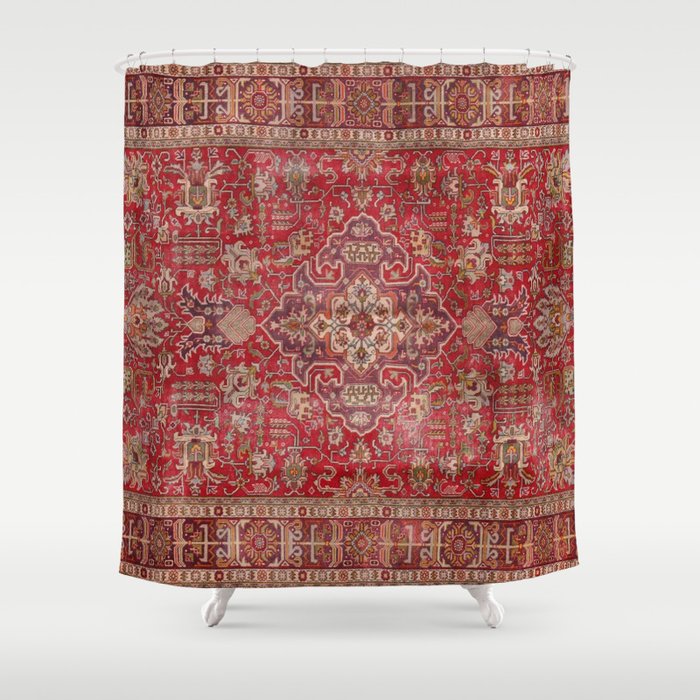 Vintage red geometric carpet Shower Curtain Gallery Image 1